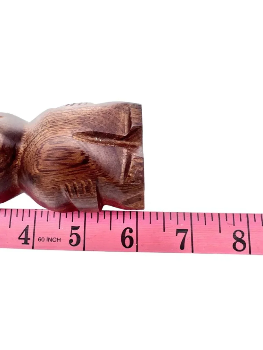 Wooden Figurine 8 Inches Tall Rich Brown Finish Unique Cultural Decor Piece